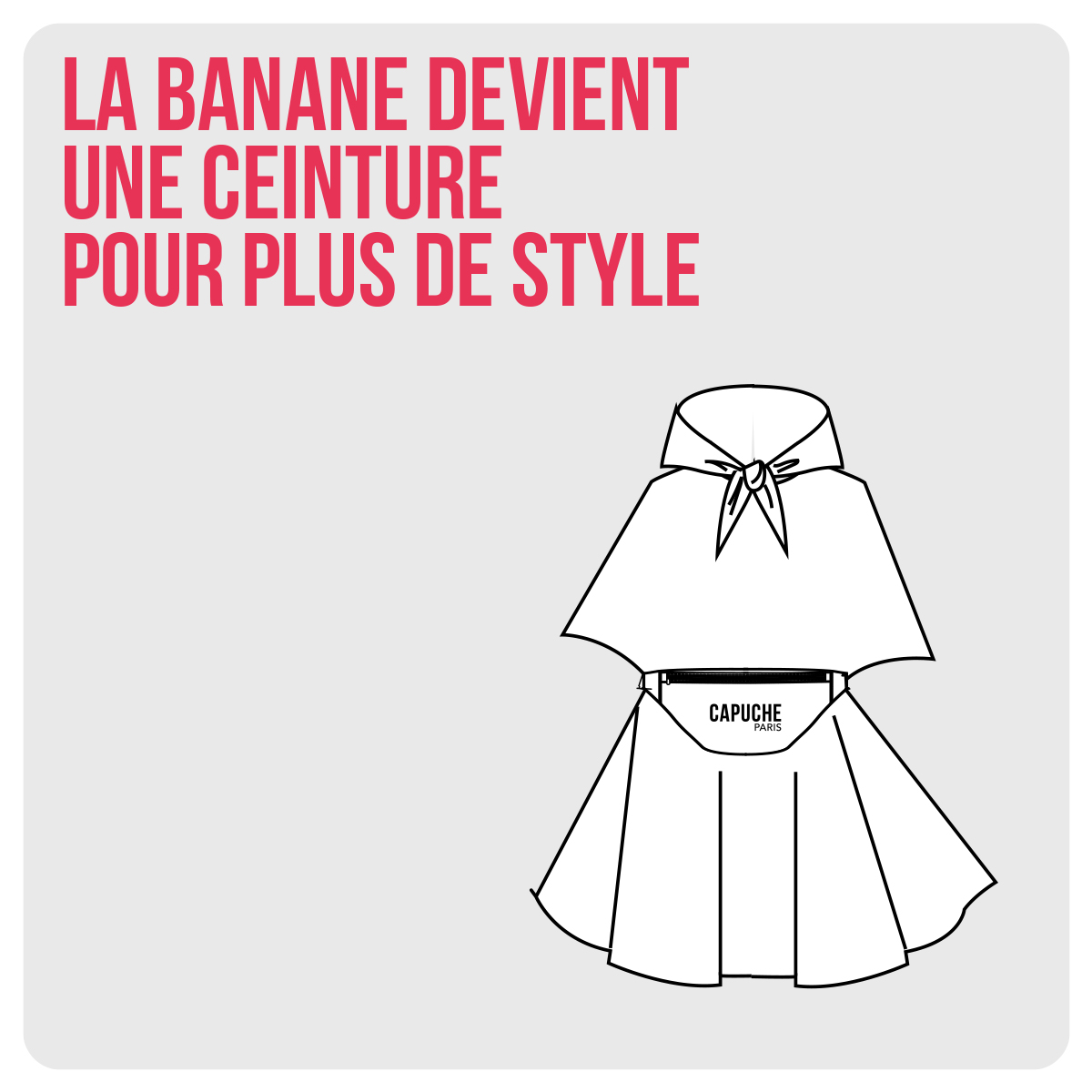 Capuche Paris - Biais Wax Red – All Black Rain Cape / Poncho + Storage Banana