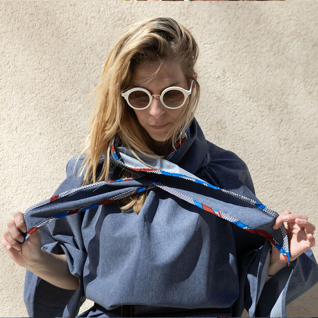 Olympic Wax Bias DENIM Rain Cape / Poncho + Matching Storage Bag
